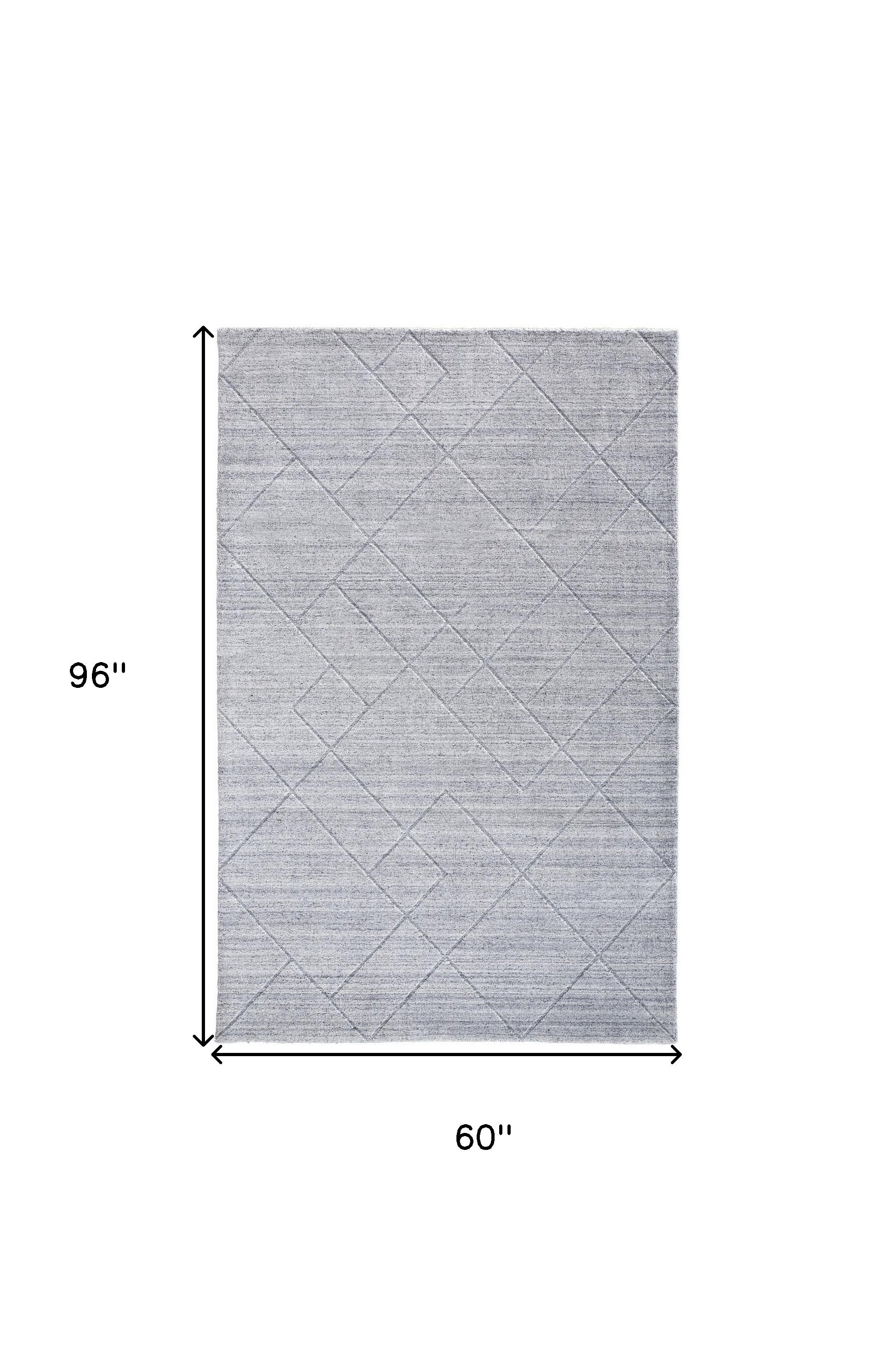 4' X 6' Ivory And Silver Striped Hand Woven Area Rug