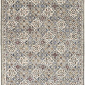 4' X 6' Taupe Ivory And Red Wool Patchwork Tufted Handmade Stain Resistant Area Rug