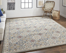 4' X 6' Taupe Ivory And Red Wool Patchwork Tufted Handmade Stain Resistant Area Rug