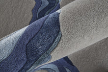 4' X 6' Gray And Blue Wool Abstract Tufted Handmade Area Rug