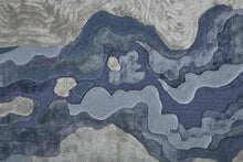 8' X 10' Tan Brown And Blue Wool Abstract Tufted Handmade Area Rug