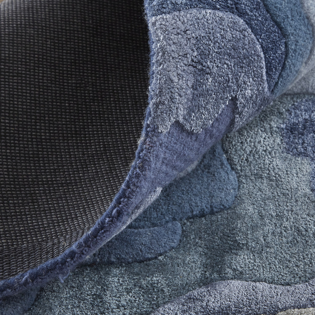 8' X 10' Tan Brown And Blue Wool Abstract Tufted Handmade Area Rug