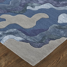 4' X 6' Gray Taupe And Blue Wool Abstract Tufted Handmade Area Rug