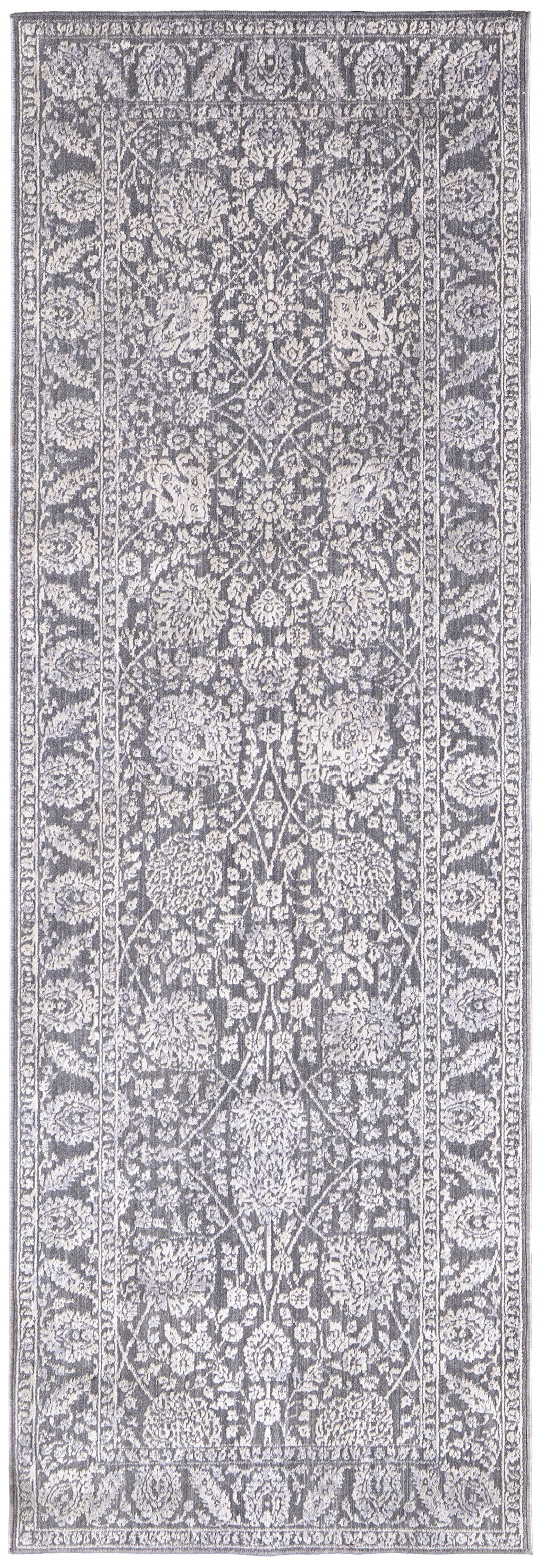 8' X 10' Taupe And Ivory Floral Power Loom Area Rug