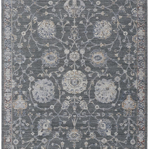 8' X 10' Gray Ivory And Red Floral Power Loom Area Rug