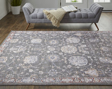 8' X 10' Gray Ivory And Red Floral Power Loom Area Rug
