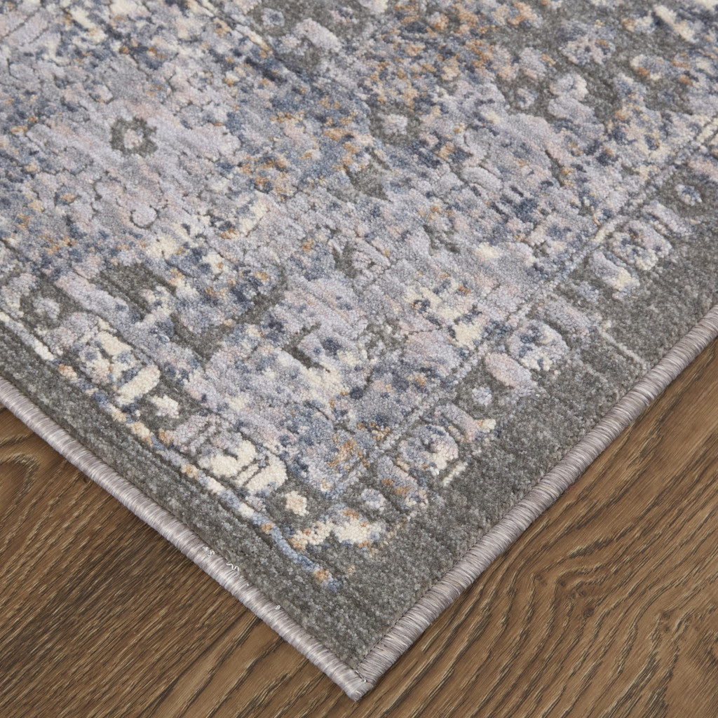 8' X 10' Taupe Gray And Orange Floral Power Loom Area Rug