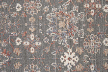 8' X 10' Taupe Gray And Orange Floral Power Loom Area Rug