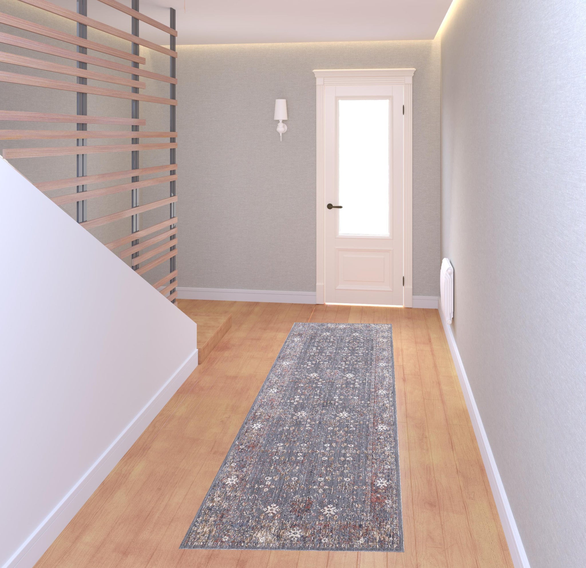 8' X 10' Taupe Gray And Orange Floral Power Loom Area Rug