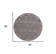 8' X 10' Taupe Gray And Orange Floral Power Loom Area Rug