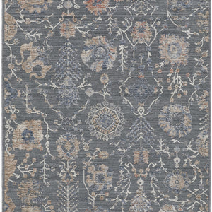 8' X 10' Gray Ivory And Tan Floral Power Loom Area Rug