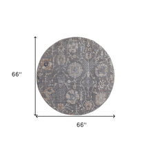 8' X 10' Gray Ivory And Tan Floral Power Loom Area Rug