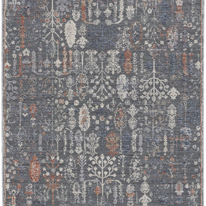8' X 10' Gray Ivory And Orange Floral Power Loom Area Rug