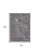 8' X 10' Gray Ivory And Orange Floral Power Loom Area Rug