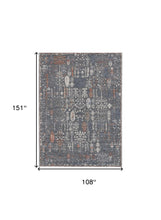 8' X 10' Gray Ivory And Orange Floral Power Loom Area Rug