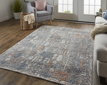 8' X 10' Gray Ivory And Orange Floral Power Loom Area Rug