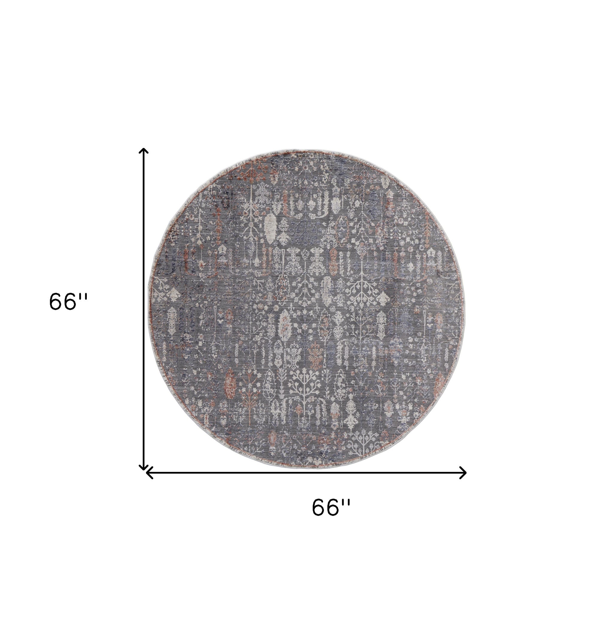 8' X 10' Gray Ivory And Orange Floral Power Loom Area Rug