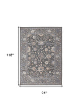 8' X 10' Taupe Blue And Orange Floral Power Loom Area Rug
