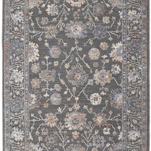 8' X 10' Taupe Blue And Orange Floral Power Loom Area Rug