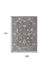 8' X 10' Taupe Blue And Orange Floral Power Loom Area Rug