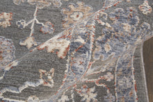 8' X 10' Taupe Blue And Orange Floral Power Loom Area Rug