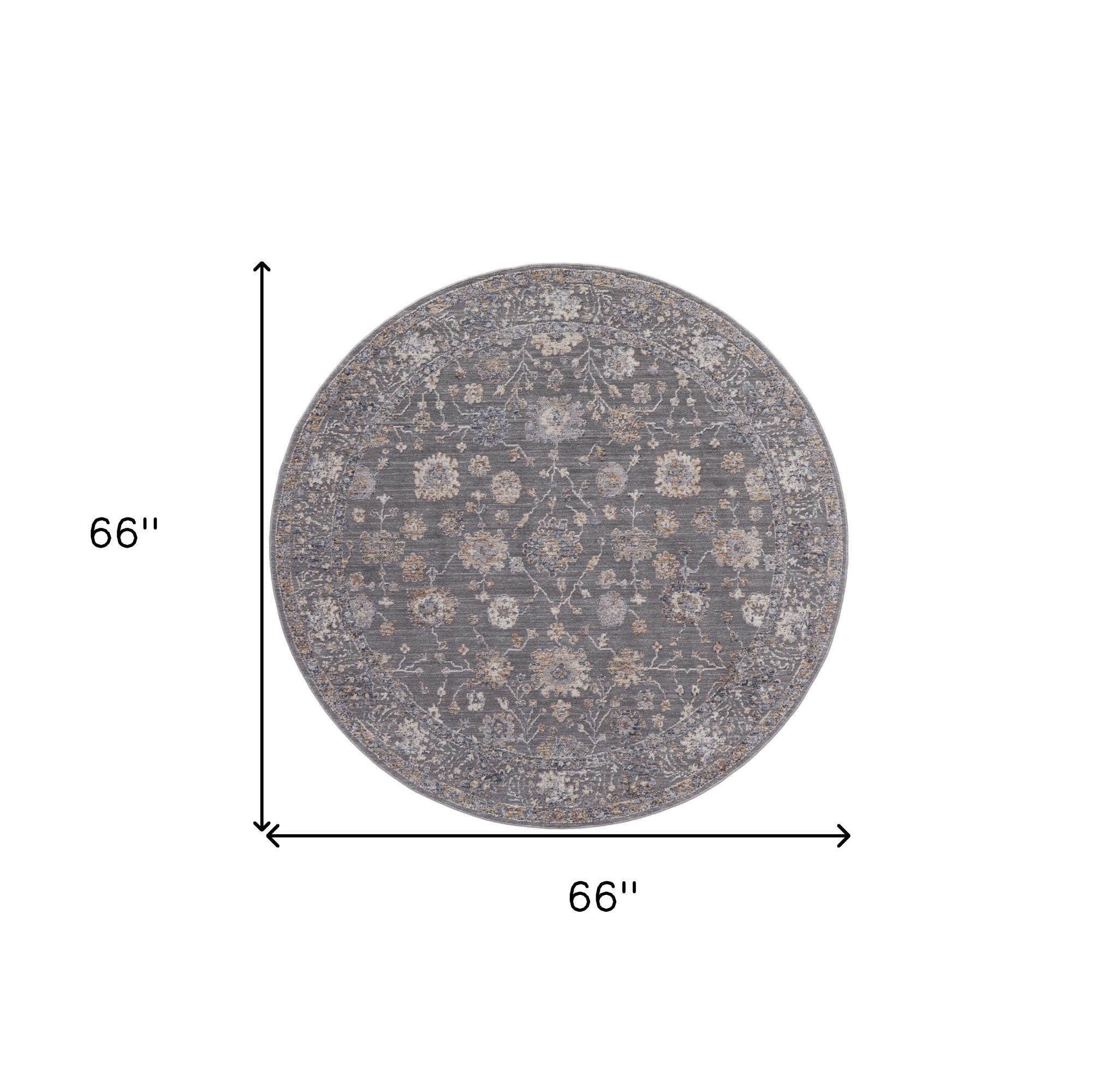 8' X 10' Taupe Blue And Orange Floral Power Loom Area Rug