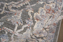 8' X 10' Gray Taupe And Pink Floral Power Loom Area Rug