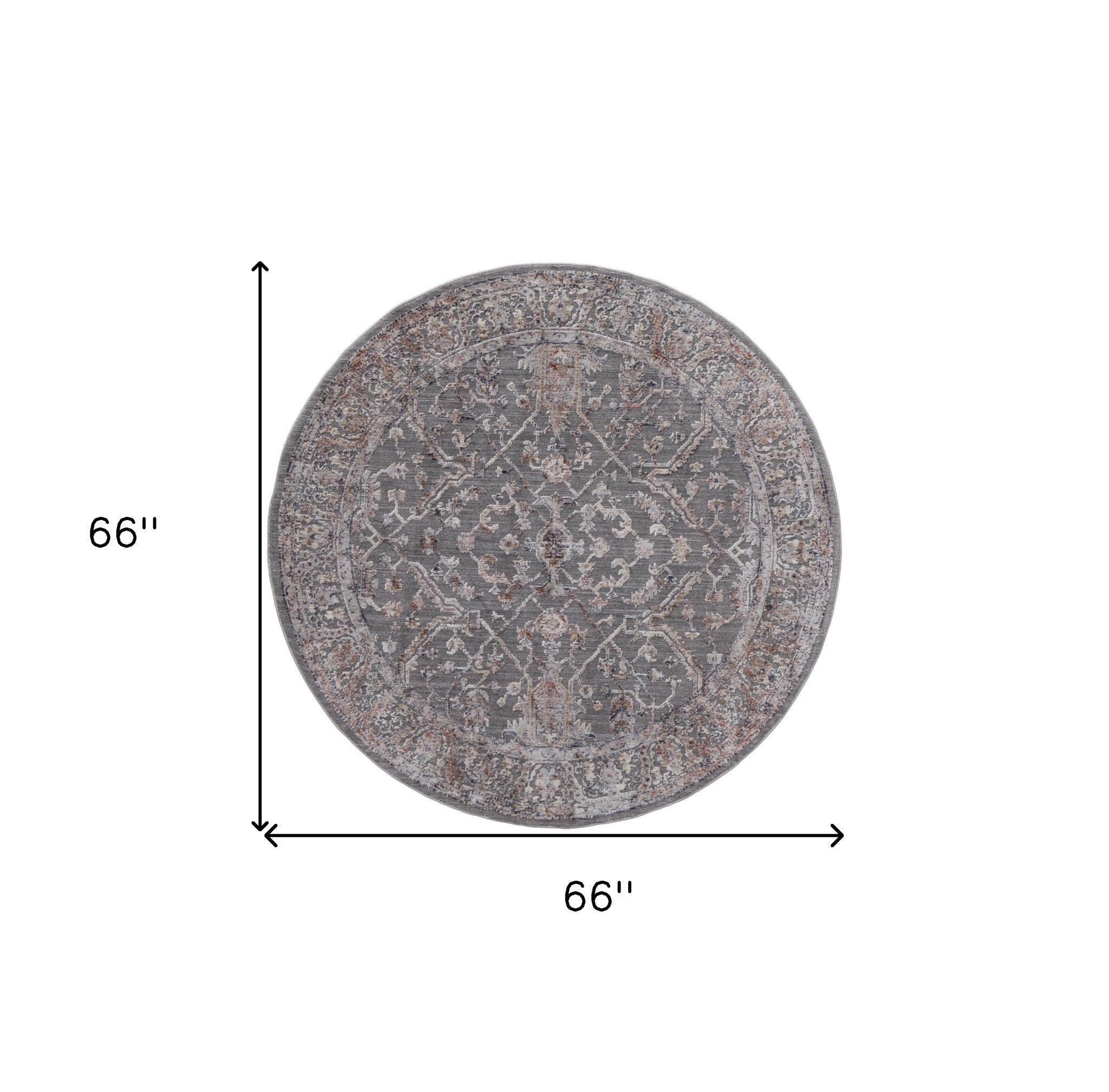 8' X 10' Gray Taupe And Pink Floral Power Loom Area Rug