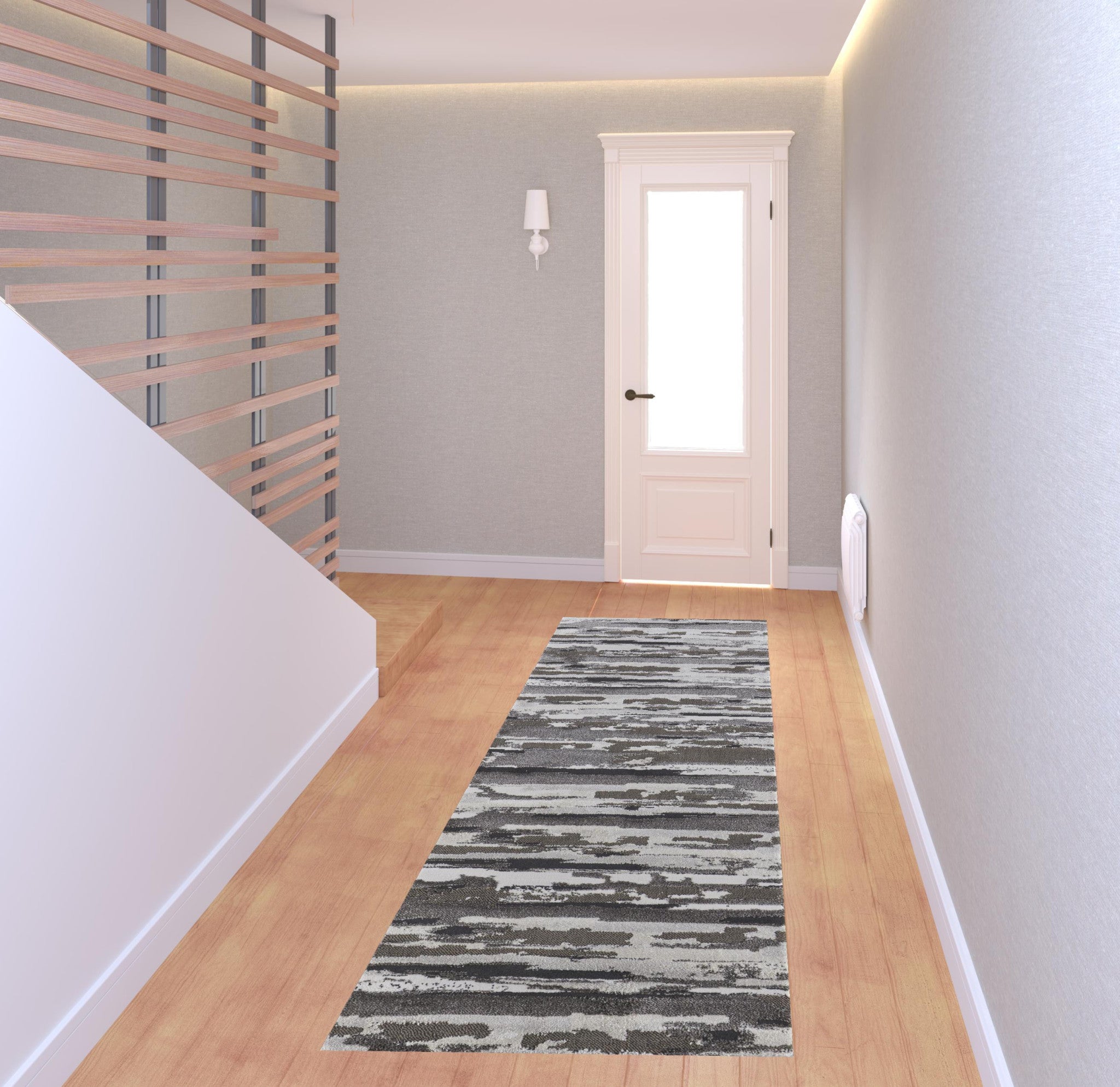 4' X 6' Brown And Ivory Abstract Power Loom Distressed Stain Resistant Area Rug