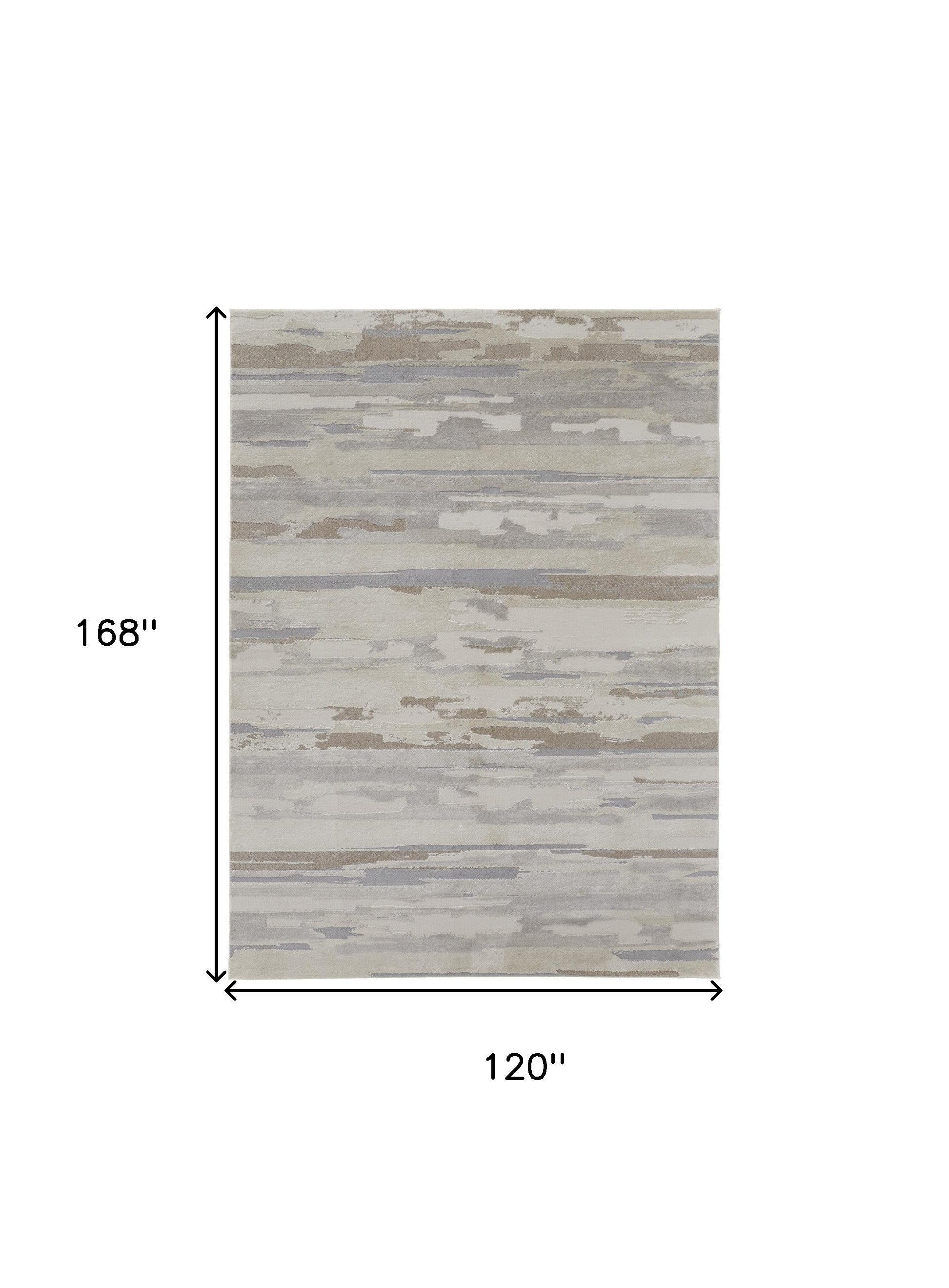 4' X 6' Brown And Ivory Abstract Power Loom Distressed Stain Resistant Area Rug