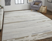 4' X 6' Brown And Ivory Abstract Power Loom Distressed Stain Resistant Area Rug