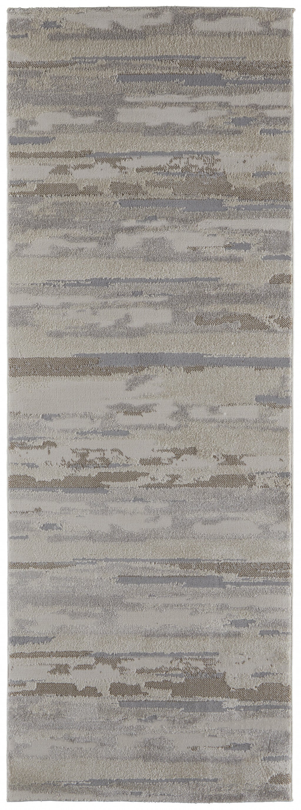 4' X 6' Brown And Ivory Abstract Power Loom Distressed Stain Resistant Area Rug