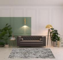 4' X 6' Ivory Gray And Brown Abstract Power Loom Distressed Stain Resistant Area Rug