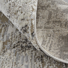 4' X 6' Ivory Gray And Brown Abstract Power Loom Distressed Stain Resistant Area Rug