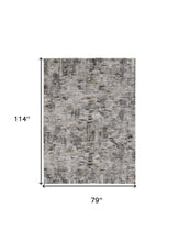 4' X 6' Ivory Gray And Brown Abstract Power Loom Distressed Stain Resistant Area Rug