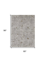 4' X 6' Ivory Gray And Brown Abstract Power Loom Distressed Stain Resistant Area Rug