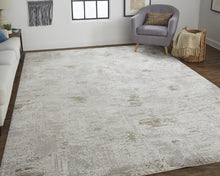 4' X 6' Ivory Gray And Brown Abstract Power Loom Distressed Stain Resistant Area Rug