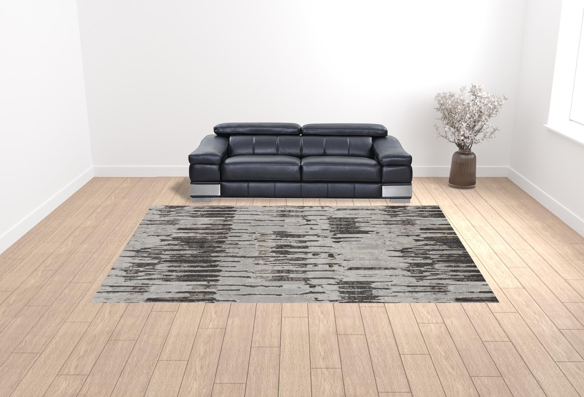 4' X 6' Ivory Brown And Gray Abstract Power Loom Stain Resistant Area Rug