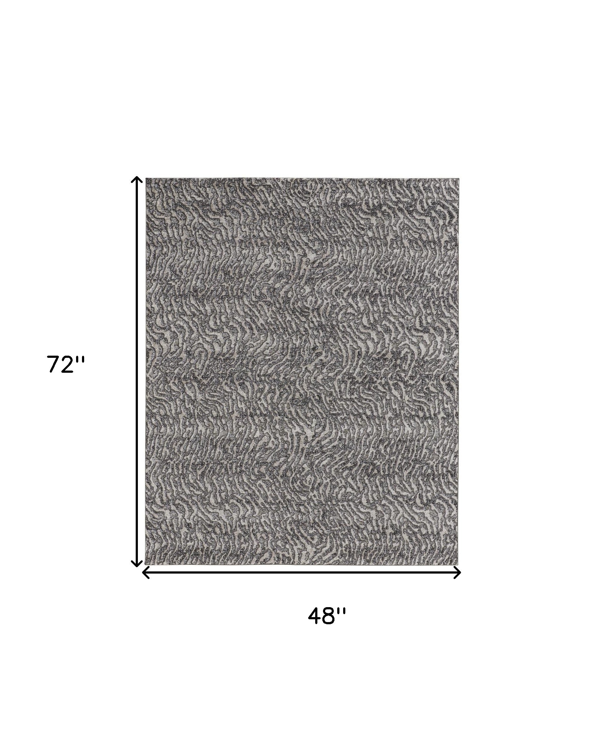 4' X 6' Gray Taupe And Ivory Abstract Power Loom Stain Resistant Area Rug