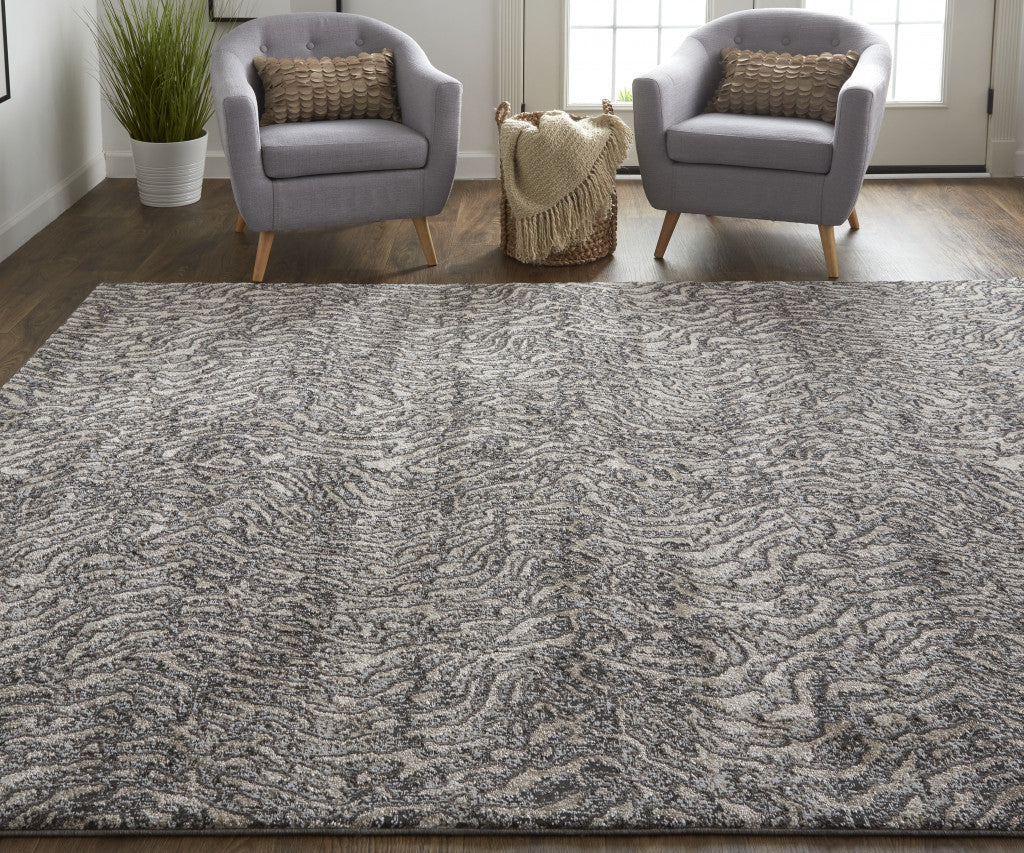 4' X 6' Gray Taupe And Ivory Abstract Power Loom Stain Resistant Area Rug