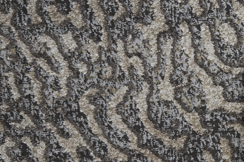 4' X 6' Gray Taupe And Ivory Abstract Power Loom Stain Resistant Area Rug