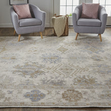 4' X 6' Ivory Tan And Blue Floral Hand Knotted Stain Resistant Area Rug