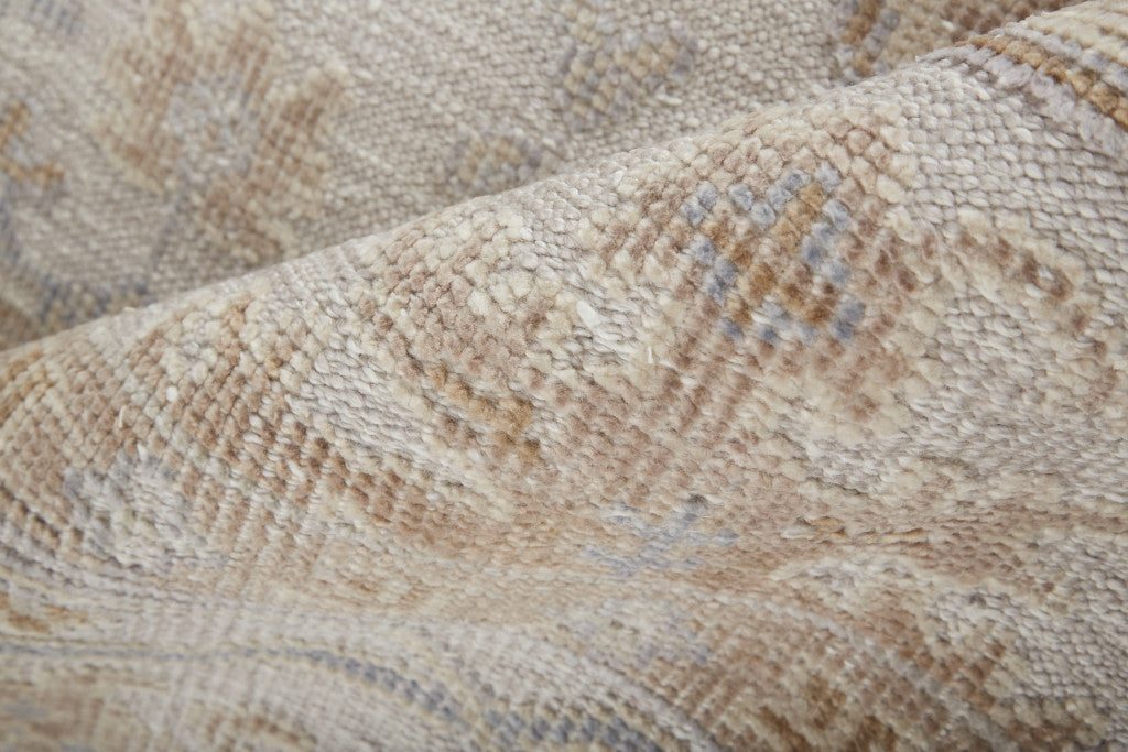 4' X 6' Ivory And Orange Floral Hand Knotted Stain Resistant Area Rug