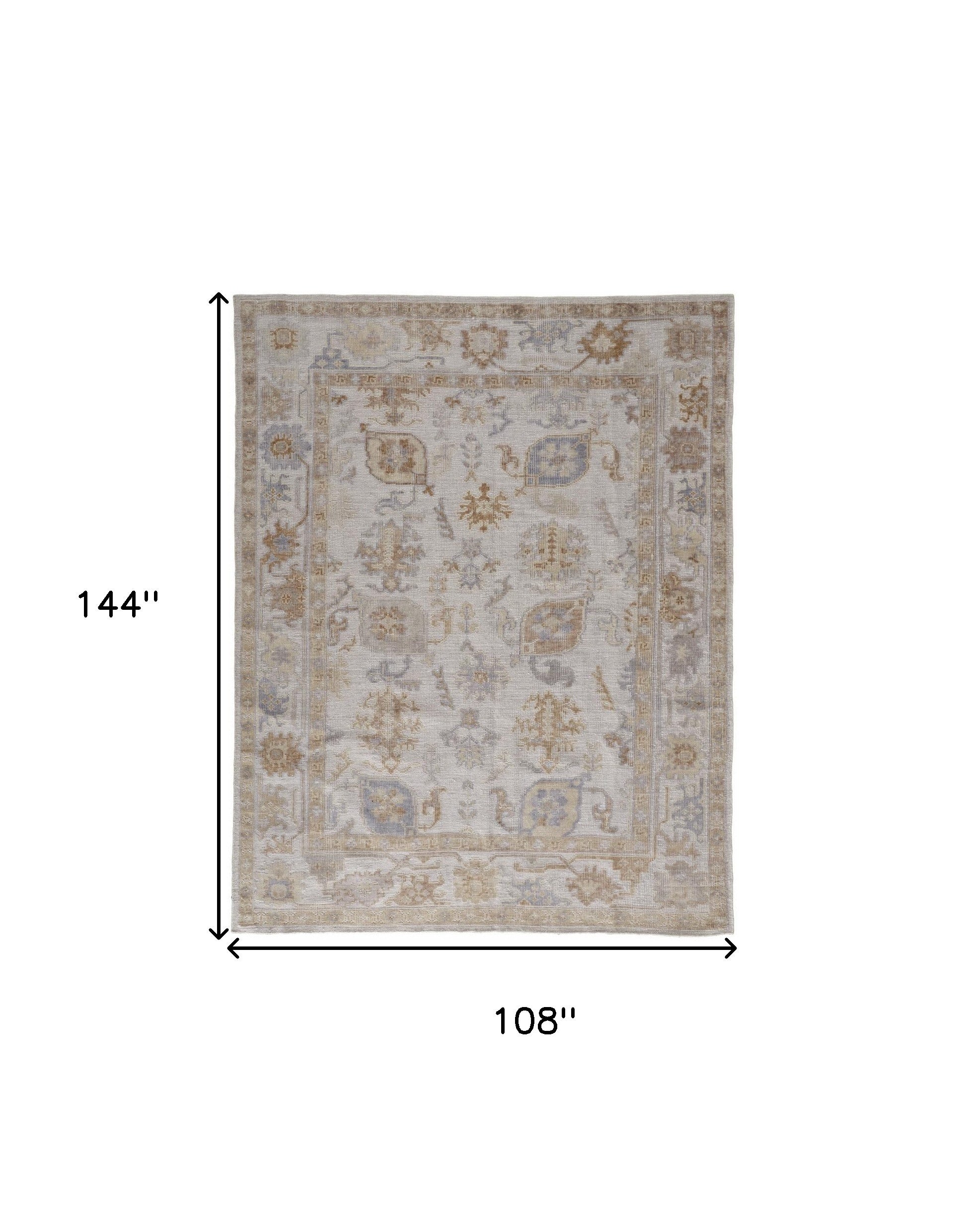 4' X 6' Ivory And Tan Floral Hand Knotted Stain Resistant Area Rug