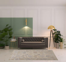 4' X 6' Tan Orange And Blue Floral Hand Knotted Stain Resistant Area Rug