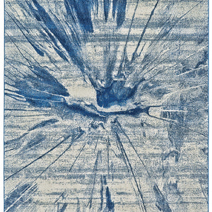 10' X 13' Blue And Ivory Stain Resistant Area Rug