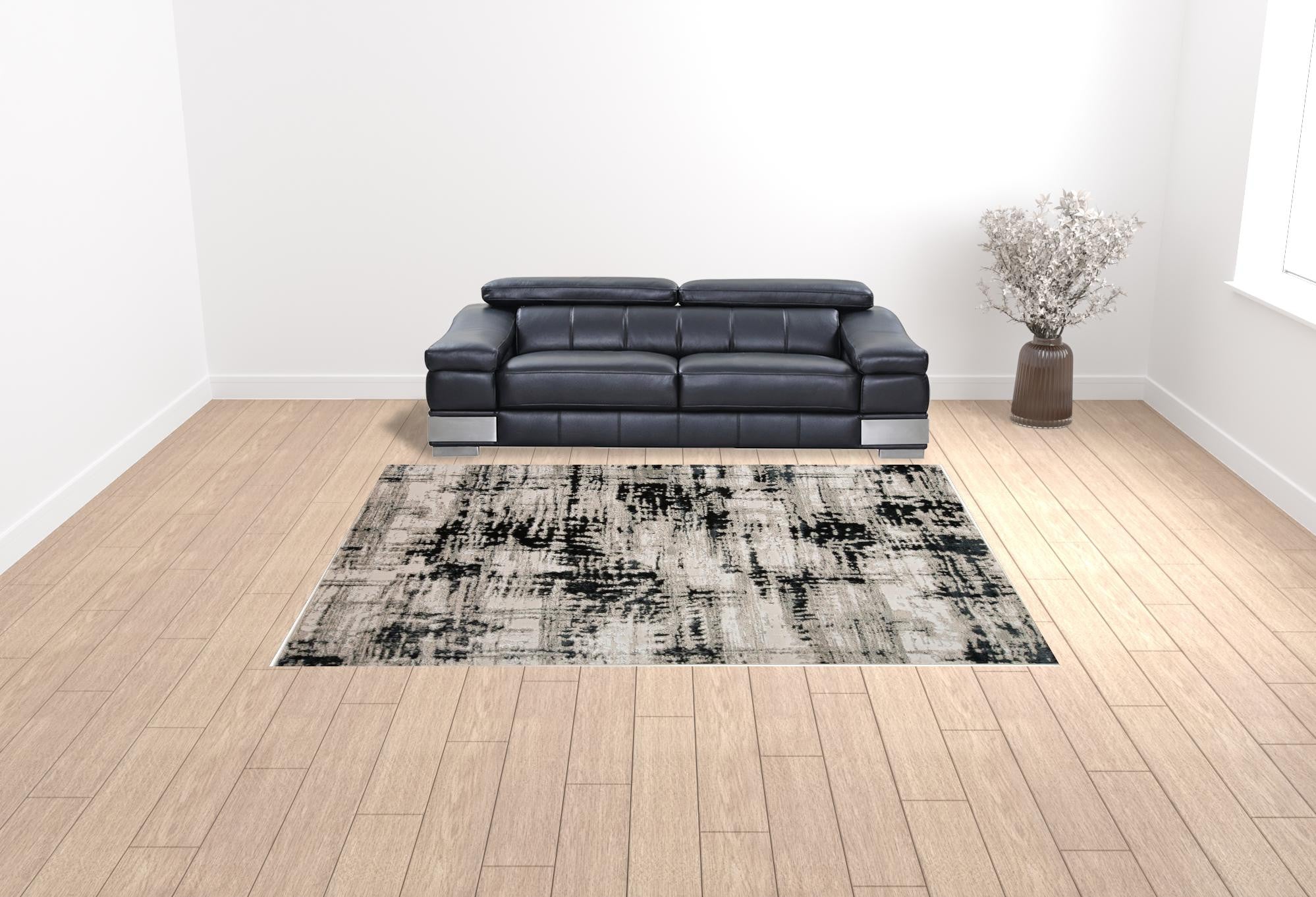 Black White And Gray Area Rug - 9' x 12'