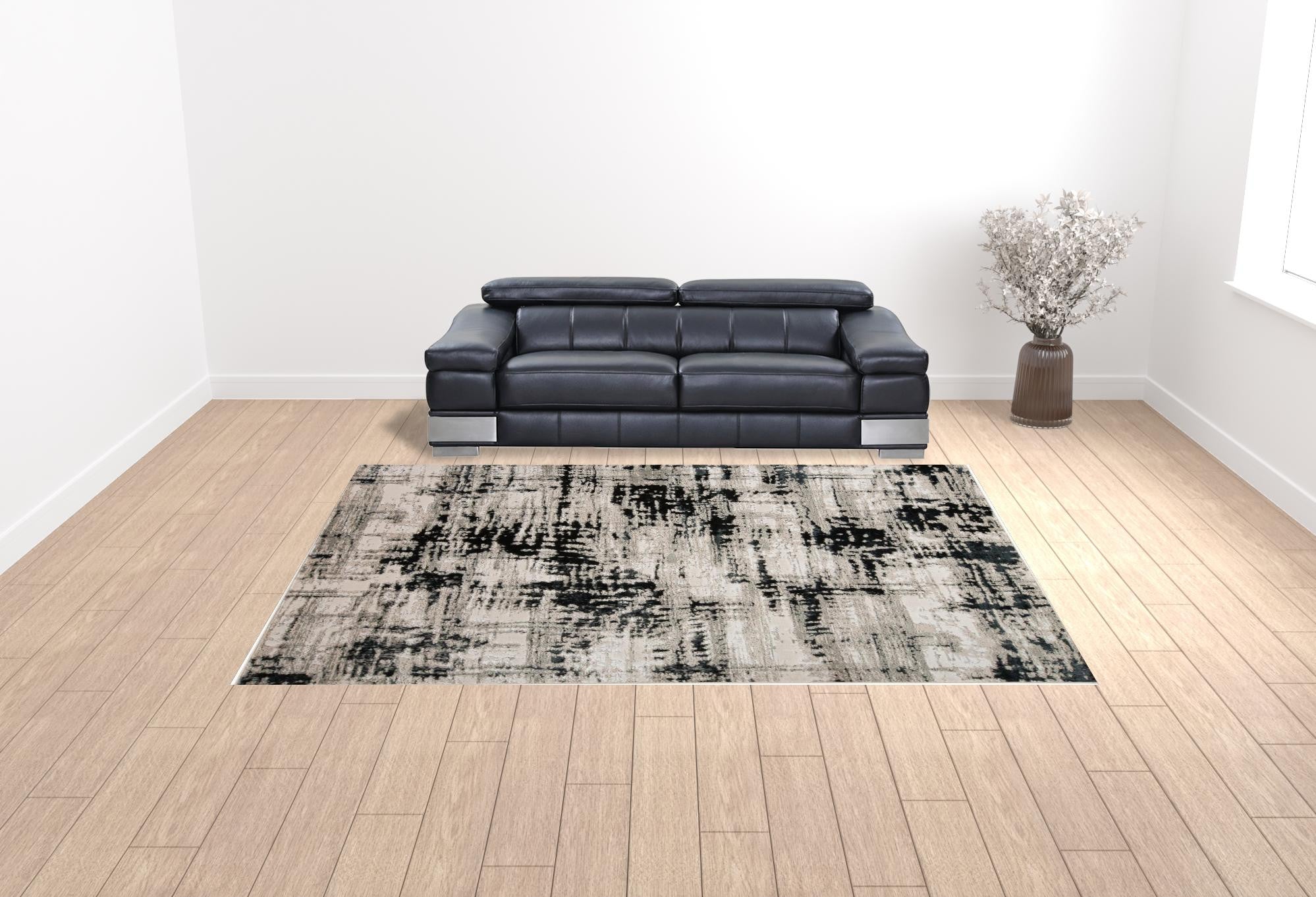 Black White And Gray Area Rug - 9' x 12'
