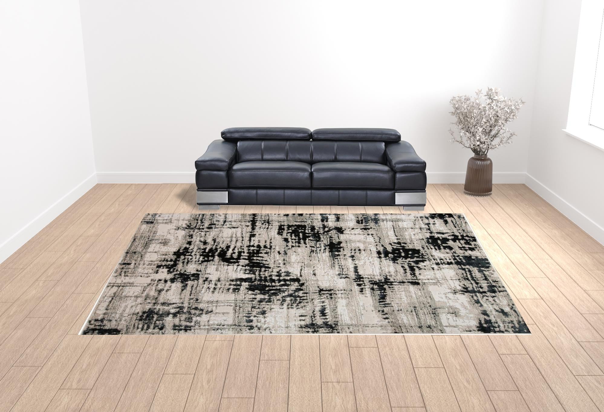 Black White And Gray Area Rug - 9' x 12'