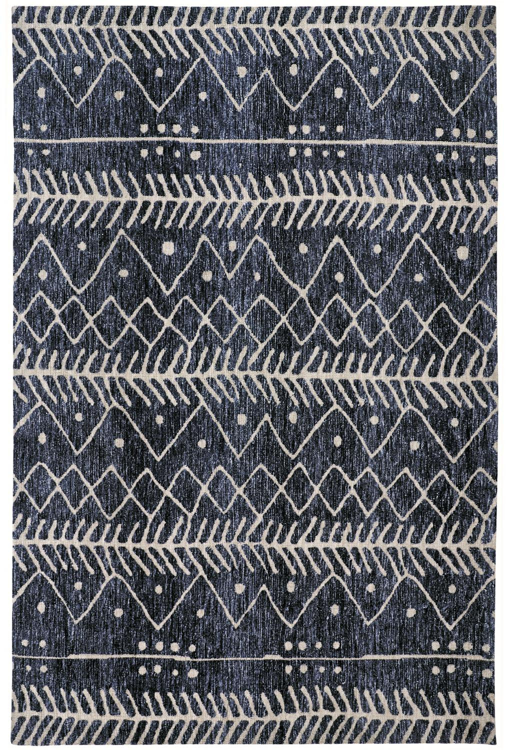 10' X 13' Blue And Ivory Striped Stain Resistant Area Rug